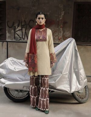 Jugnu Beige Replica 3pc (Stitched)