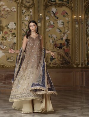 Noor By Saadia AsadD2-Beige Replica(Unstitched)